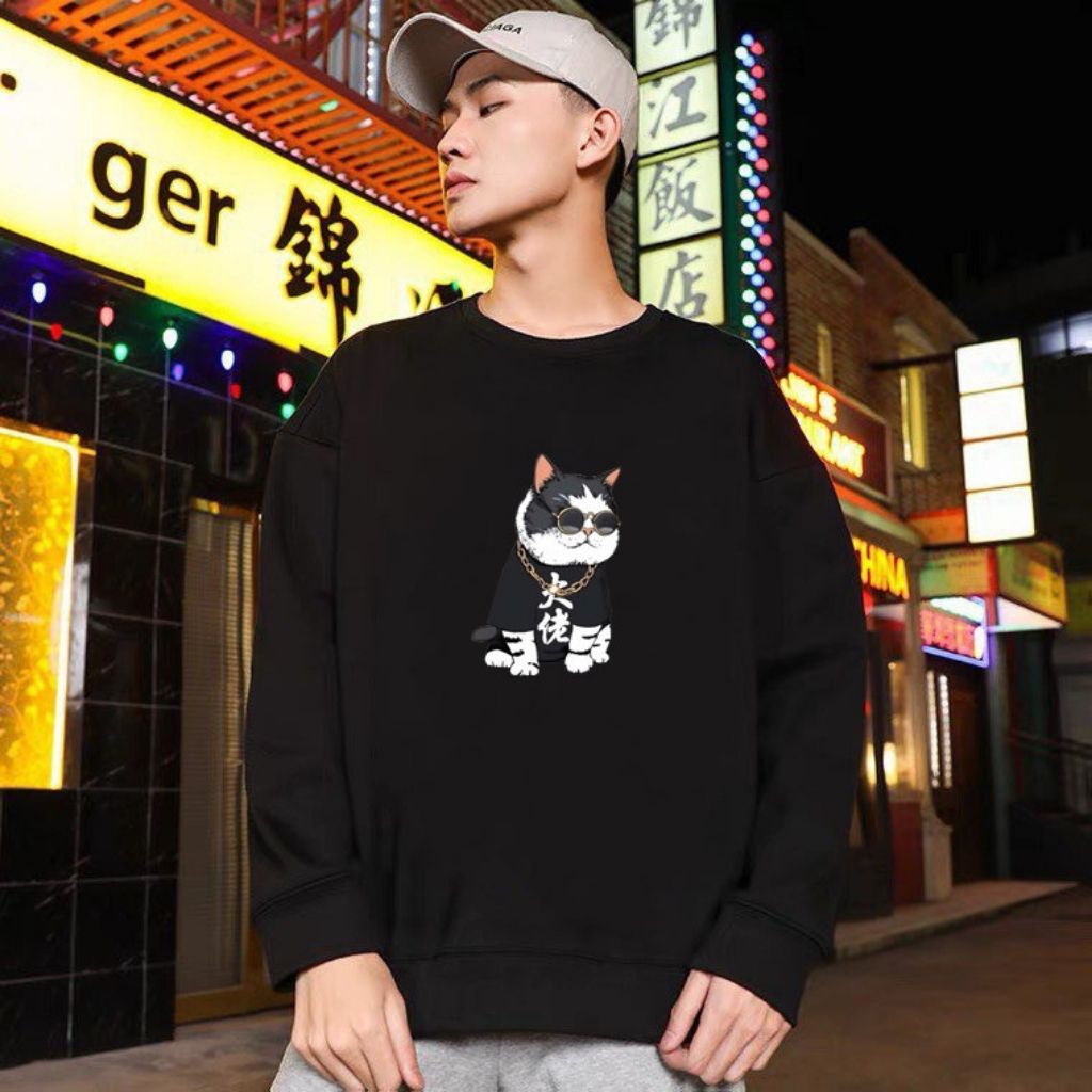 ÁO SWEATER NỈ UNISEX IN MÈO ĐEO GƯƠNG SIÊU NGẦU ÁO NỈ TAY DÀI FORM NAM NỮ ĐỀU MẶC ĐƯỢC | WebRaoVat - webraovat.net.vn