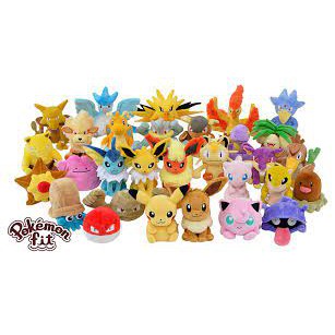 Gấu bông Pokémon Fit chính hãng pikachu các loại  + Tặng kèm hình xăm Pokemon