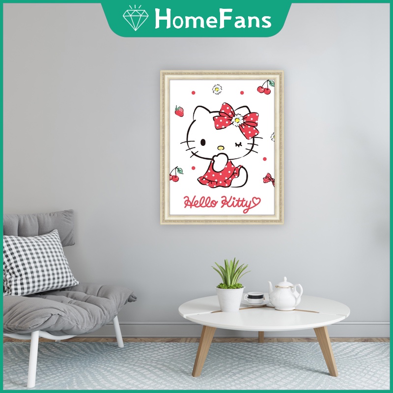 Bộ Tranh Đính Đá 5D Tự Làm 40x50cm Hình Hello Kitty Trang Trí Nhà Cửa