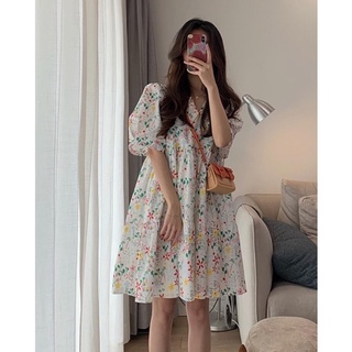 Đầm baby doll hoa cổ ptp