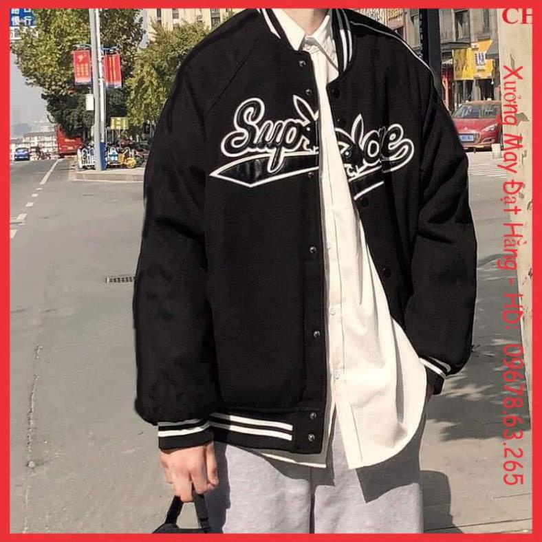 Áo khoác hoodie bomber Sup Thỏ chất gió dày, áo jacket bomber form thụng freesize dáng chuẩn Hàn Quốc