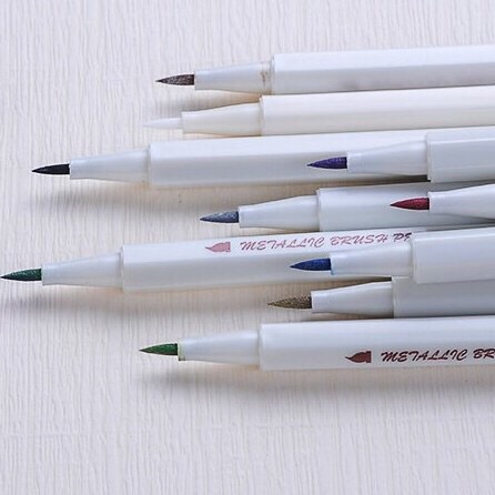 Bút lông mềm Brush Sta Metallic 6551BR mực nhũ lấp lánh ánh kim tuyến đầu nhỏ 10 màu cao cấp - viết Calligraphy sắc nét