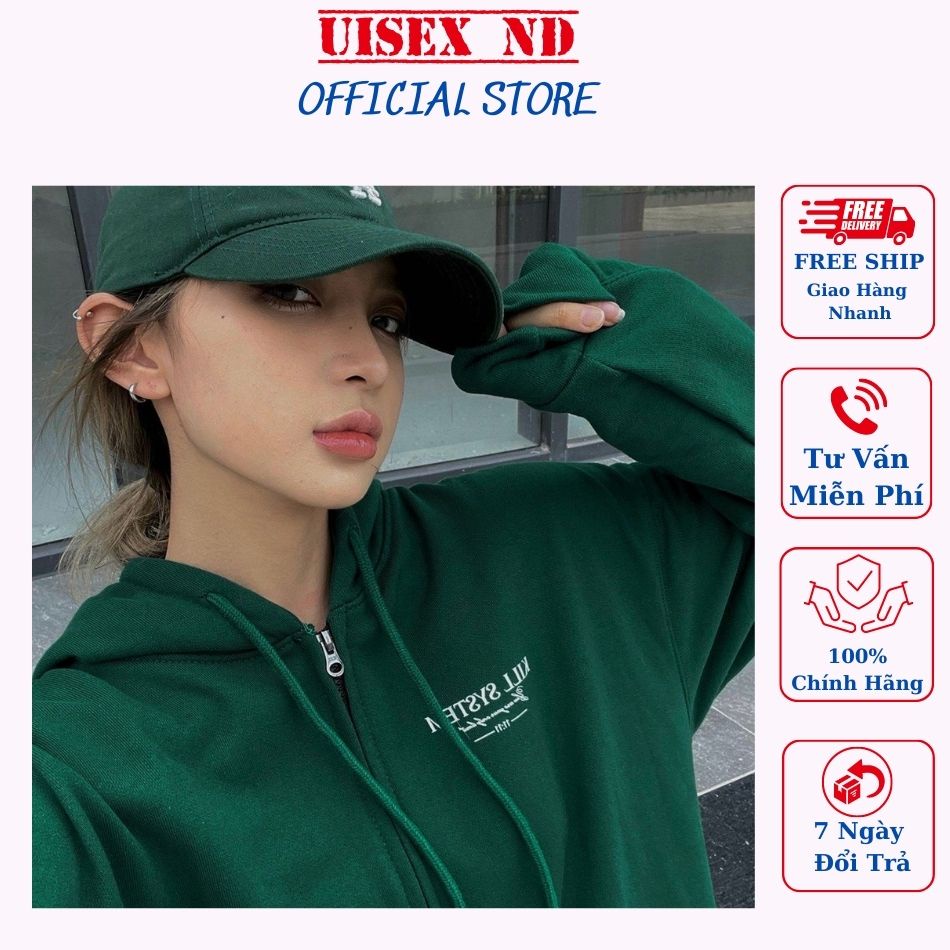 Áo khoác nỉ Unisex có mũ màu xanh lá cây chất liệu dày dặn ấm áp thích hợp cho mùa thu đông . chất đẹp giá xưởng