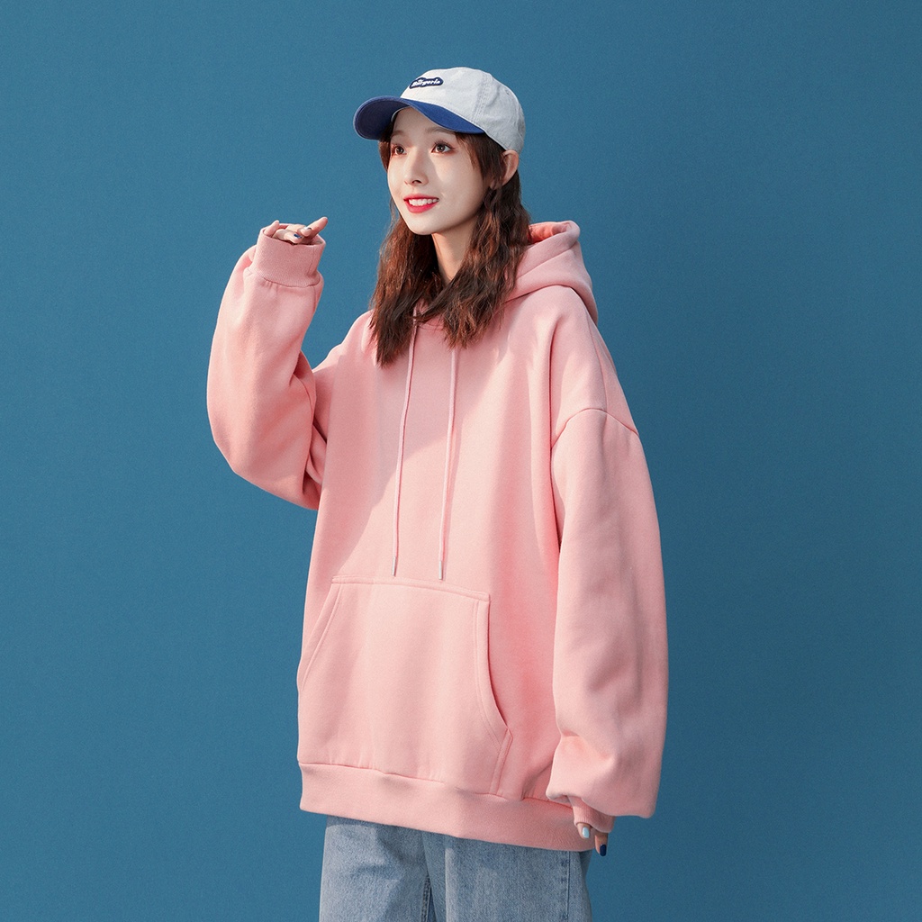 Áo hoodie IFNICEFUTURE tay dài dáng rộng màu trơn đa năng thời trang mùa thu S-3XL
