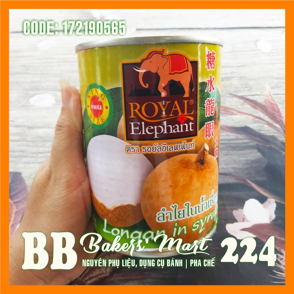 NHÃN ngâm đóng lon Thái Lan Royal Elephant (Voi đỏ) - Lon 565gr