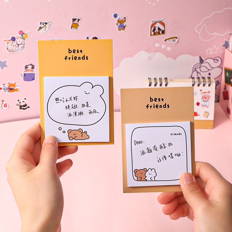 Set 30 Giấy Ghi Chú Họa Tiết Gấu Dễ Thương Sáng Tạo