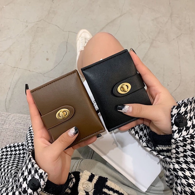 Ví cầm tay mini 3 ngăn đựng thẻ, ví da gập gọn thời trang cao cấp siêu đẹp dành cho nữ