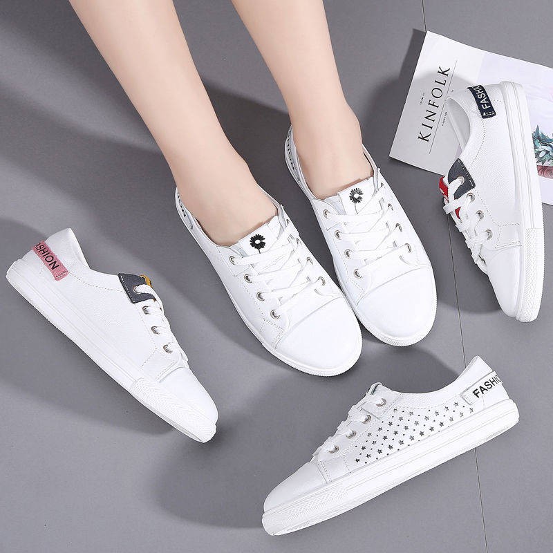 Mùa thu mới Giày da trắng Nữ thông thường Phiên bản tiếng Hàn hoang dã của những đôi giày trắng Daisy nhỏ Giày nữ đế mềm