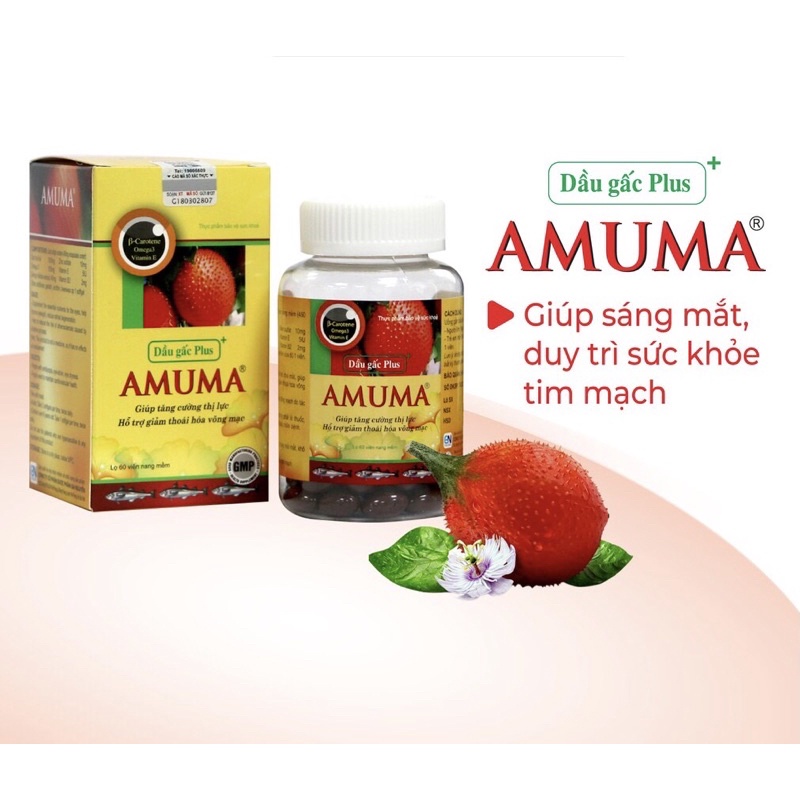 Thực phẩm bảo vệ sức khoẻ Dầu gấc AMUMA Plus giúp sáng mắt