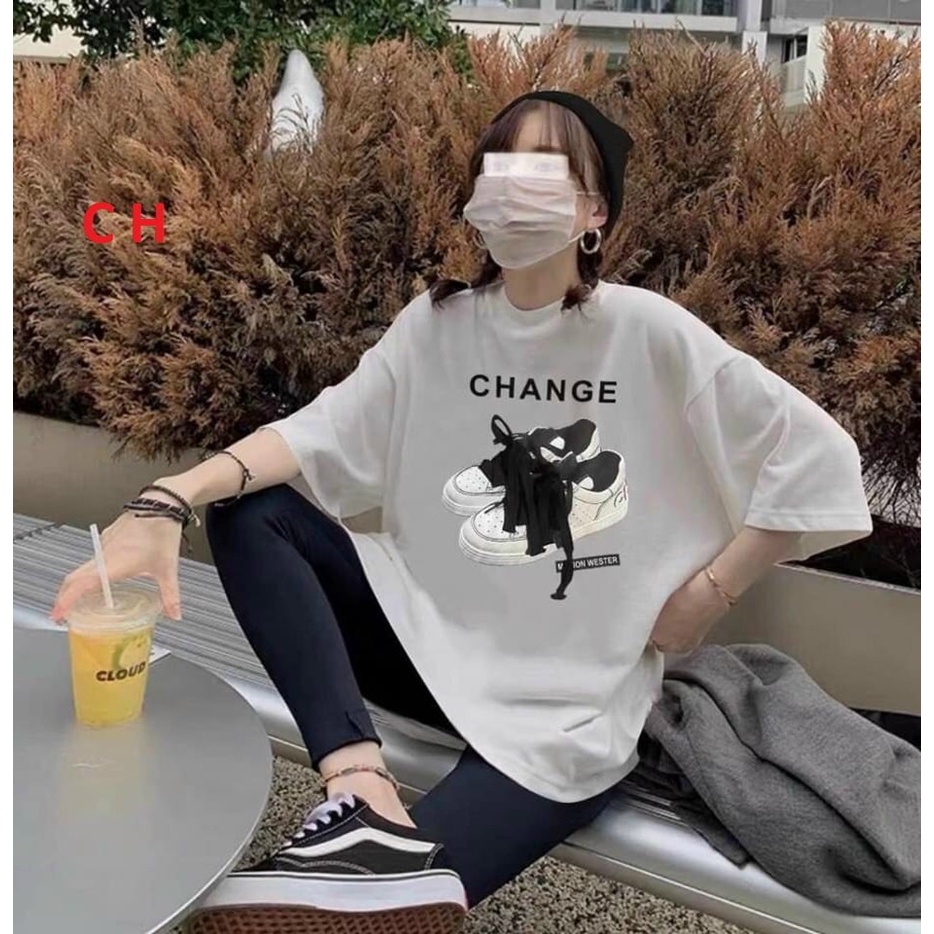 [HÀNG MỚI GIÁ ĐẸP] Áo thun in đôi GIÀY form thụng chất liệu cotton (CH)