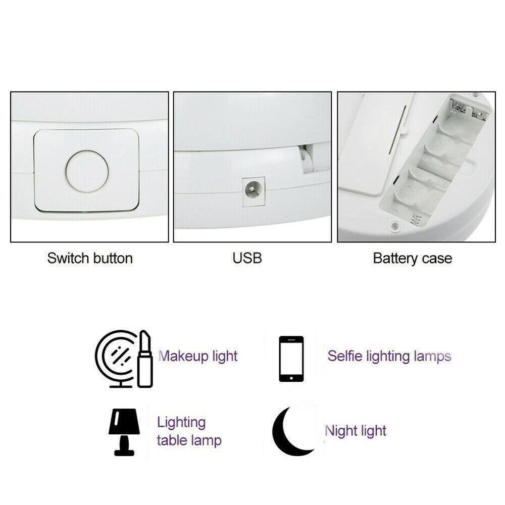 Gương Trang Điểm Dạng Gập Nhỏ Gọn Có Đèn LED Kết Nối Cổng Micro USB