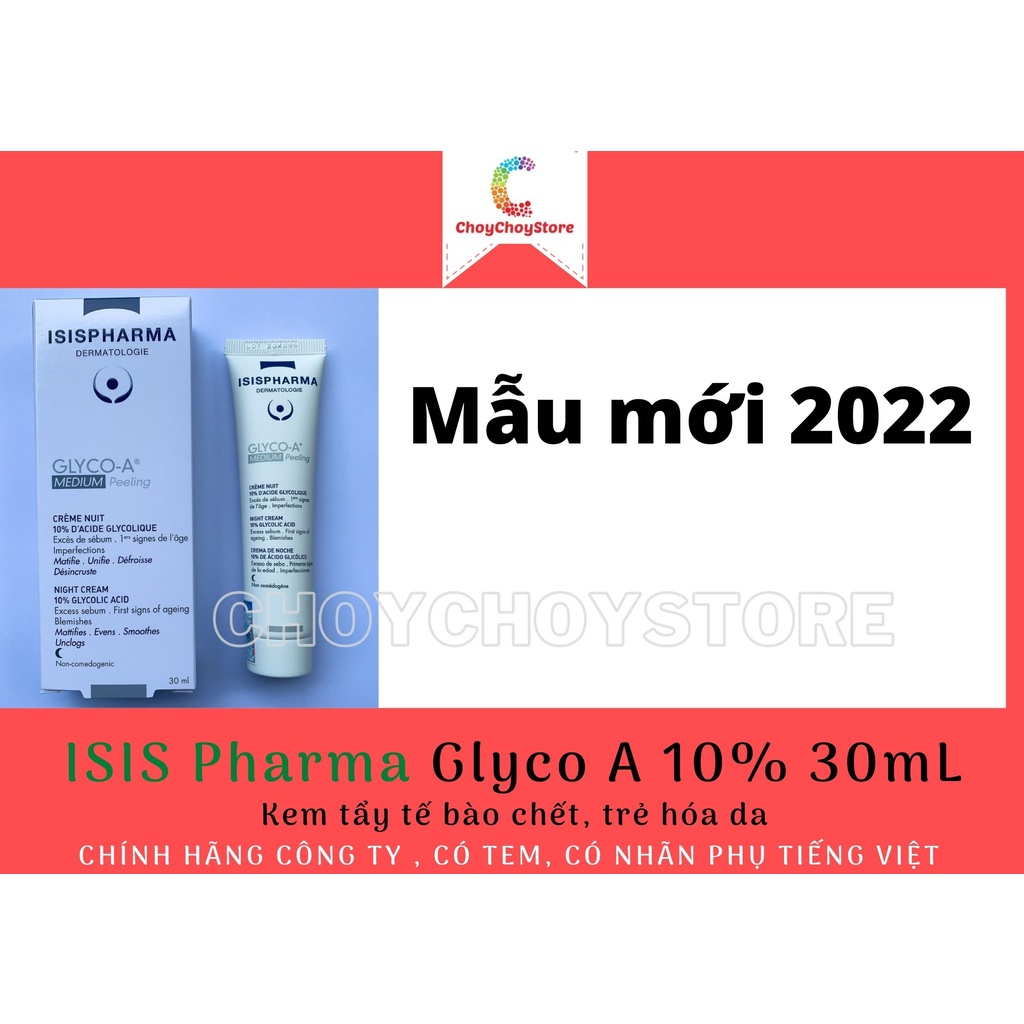 [TEM CTY] ISIS PHARMA Glyco A 10% Medium Peeling 30 mL - Kem tẩy tế bào chết trẻ hóa da