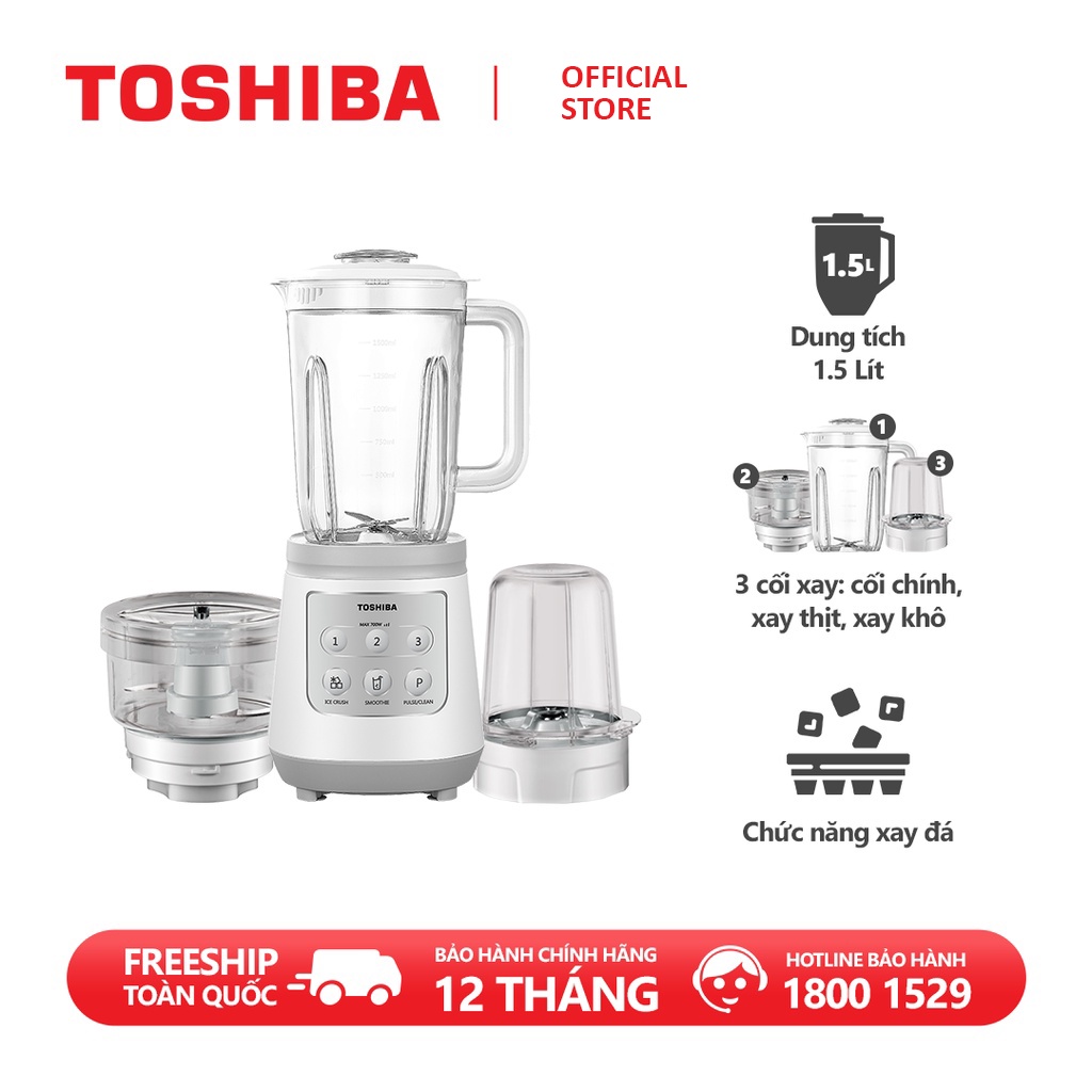 Máy xay sinh tố Toshiba BL-70PR2NV - Công suất 700W - Xay đá làm sinh tố - Xay thịt - Hàng chính hãng