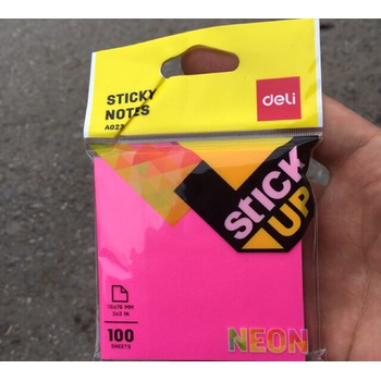 Giấy Note Ghi Chú Deli STICK UP NEON Dạ Quanng (3x3) - 100 Tờ