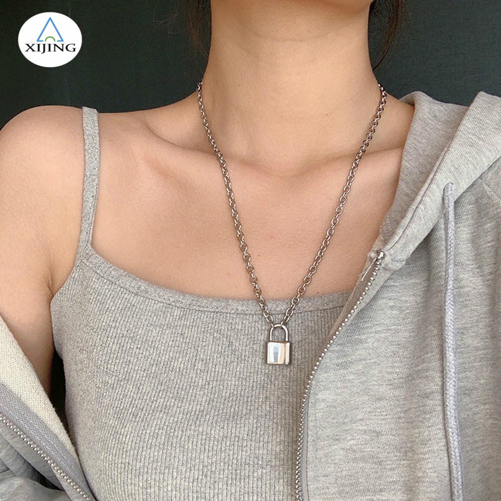 Simple Retro Lock Necklace Women Fashion Necklace Accessory