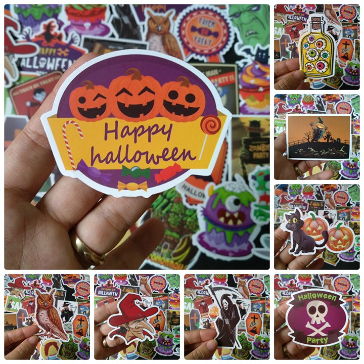 Bộ Sticker dán cao cấp chủ đề HALLOWEEN - Dùng dán Xe, dán mũ bảo hiểm, dán Laptop...