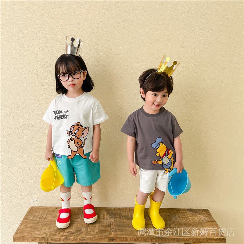 Áo Thun Tay Ngắn 100% Cotton Siêu Mềm Thêu Họa Tiết Hoạt Hình Thời Trang Mùa Hè Cho Bé Trai Và Gái