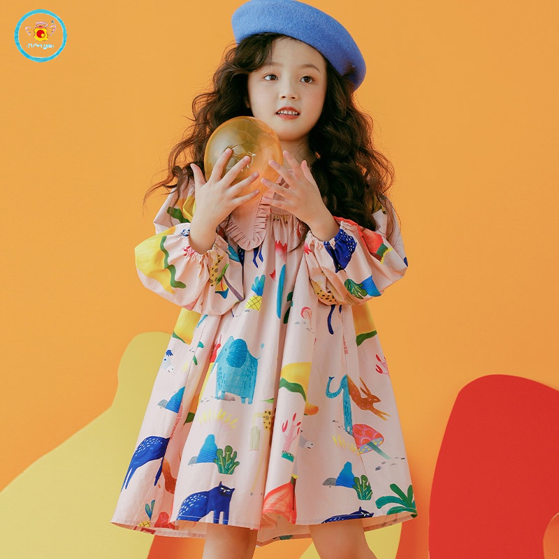 Đầm tay phồng IQ ANGEL dài phong cách Hàn Quốc mới cho bé