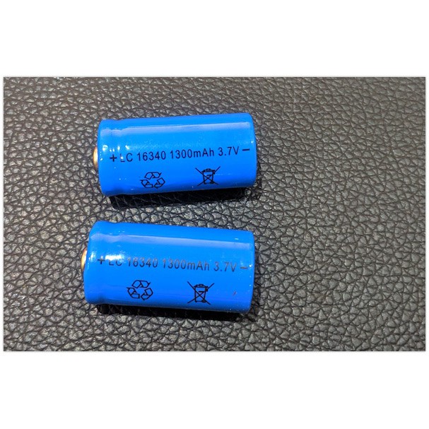 Pin sạc 16340 3.7V 1300 mAh (Pin chạy quạt, đèn, đồ chơi ...)