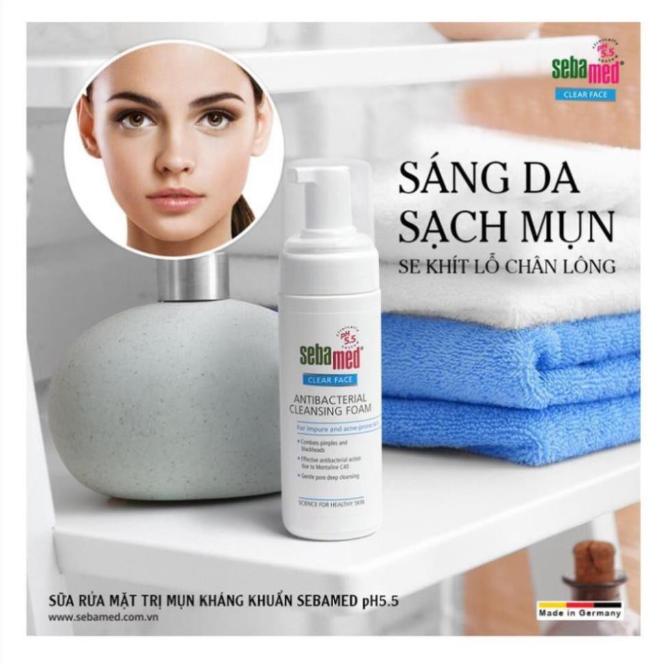 SỮA RỬA MẶT ANTI-ACNE KHÁNG KHUẨN SEBAMED pH5.5 - 50ml/150ML - ĐỨC