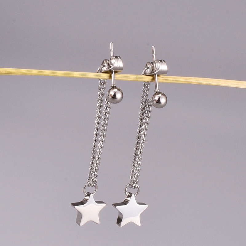 Bông Tai Ngôi Sao Tòn Ten Titan Ko Đen TT 3871 - màu bạc