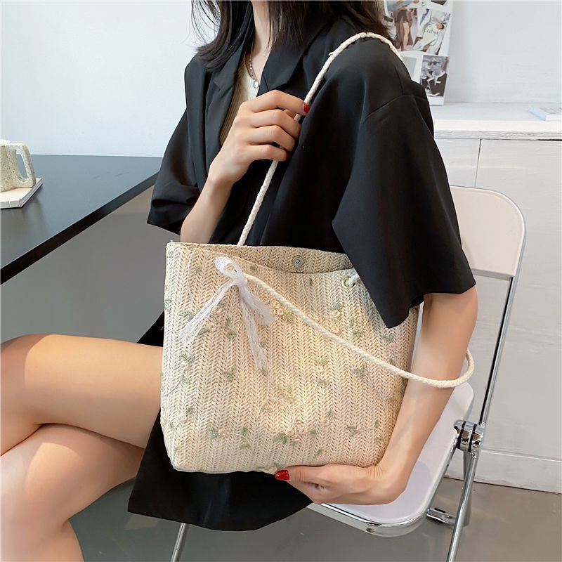 Túi cói Vai Đan Rơm Thời Trang Mùa Hè 2022 Dành Cho Nữ