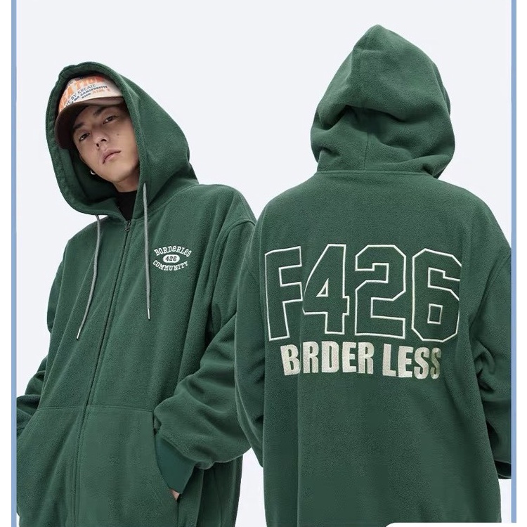 Áo Hoodie Zip Unisex F426 Xanh Lá 🦋 Áo Khoác Nỉ Ngoại In Chữ 🦋