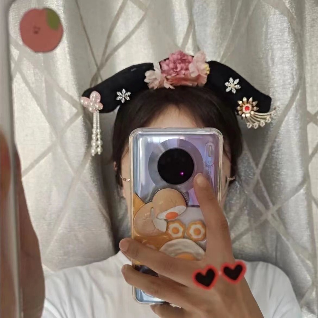 Cài Che Mặt Dễ Thương Hình Cà Phê tiểu Cà Phê Cô Gái Tóc Cổ Điển Xiaohongshu Cùng Cung Điện Gege Rửa Mặt Biểu Diễn Cổ Trang Vòng Đội Đầu Thẻ Trang Trí Hán Phục Cho Nữ