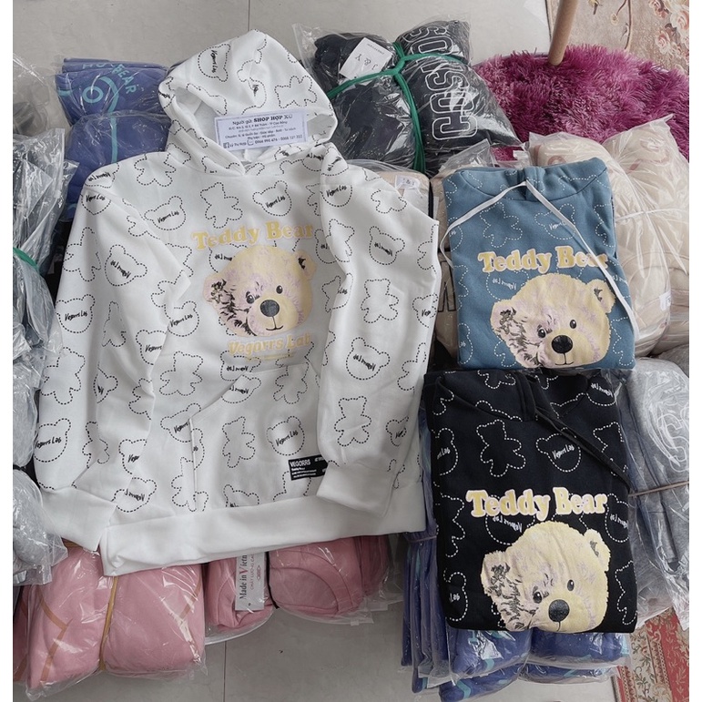 (Ảnh Thật) Áo Hoodie Nam Nữ In Hình Gấu form rộng unisex Cực Chất 3 Màu Trắng Đen Xanh | BigBuy360 - bigbuy360.vn