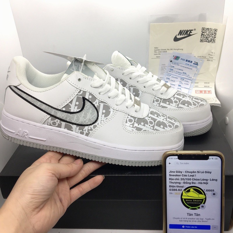 Giày thể thao sneaker AF1 trắng kết hop dior đế xám hàng 1:1 full size | BigBuy360 - bigbuy360.vn
