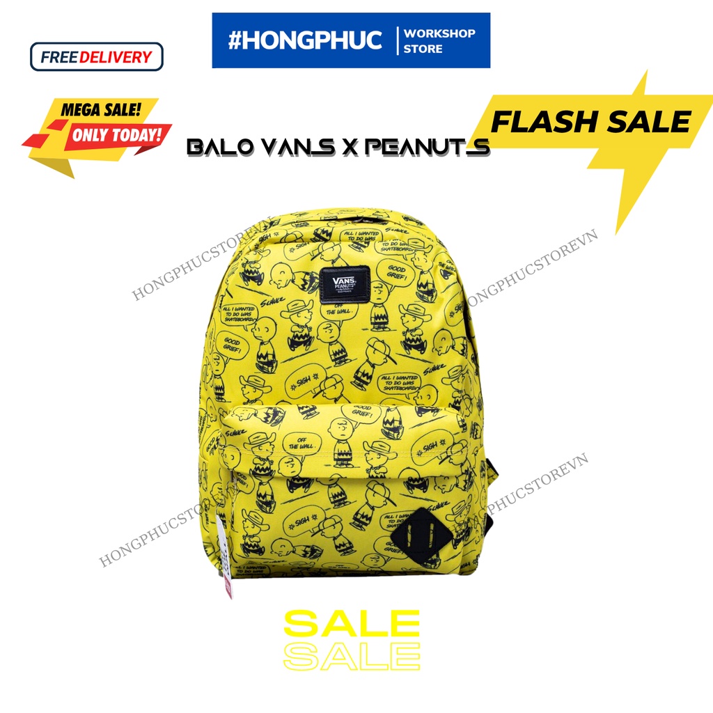 Balo đi học V.a.n.s X Peanuts Old Skool Backpack (3) Yellow - SB1103A [ GIÁ TẬN XƯỞNG ]