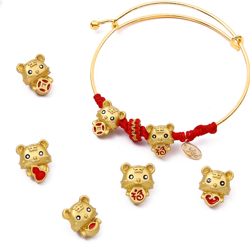 Mặt vòng cổ hình chú hổ vàng năm mới 2022 phong cách Trung Hoa truyền thống may mắn làm quà lưu niệm