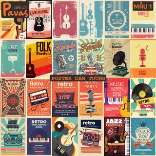 24 Tấm Decal Poster Music chống nước dán tường trang trí dán quán trà sữa, cà phê, quán ăn, tủ, decor phòng. PT08
