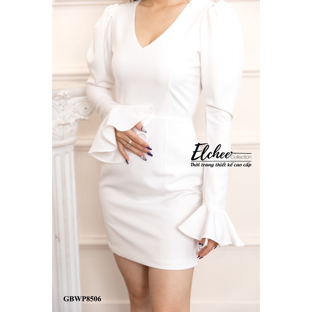 Đầm Body Tay Xòe - Đầm body trắng tay dài xòe hai lớp thiết kế cao cấp Elchee Collection | BigBuy360 - bigbuy360.vn