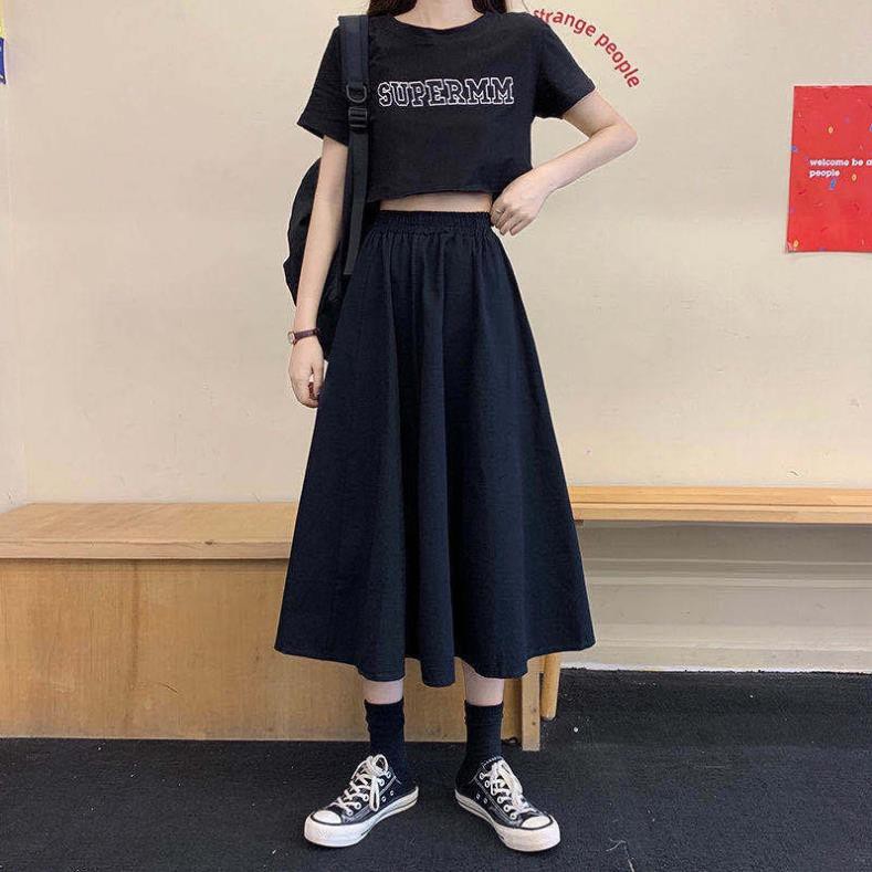 Chân Váy Lưng Cao Kiểu Xếp Li Phong Cách Retro Hàn Quốc Sành Điệu Nữ Tính  ྇