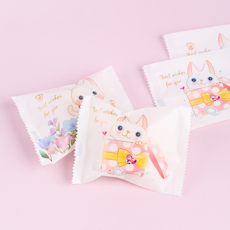 Túi trắng hàn miệng hoạ tiết 7x9.5cm