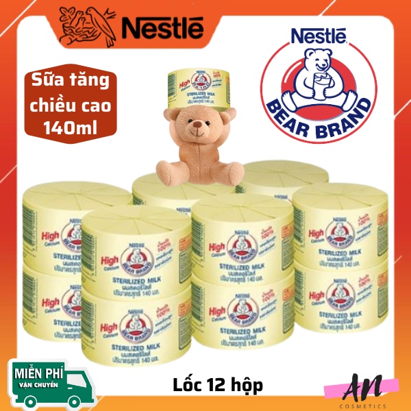 Lốc 12 hộp sữa gấu Nestle Thái Lan / Sữa gấu tăng chiều cao lon thiếc 140ml