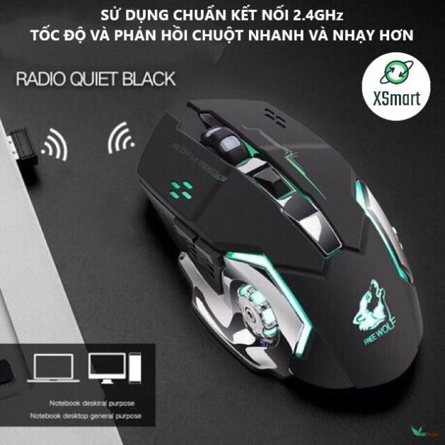 Chuột không dây chuyên GAME Wolf X8 PRO NÂNG CẤP Wireless 2.4GHz SIÊU NGẦU, Tự động đổi màu sắc -dc2867