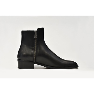[TATHANIUM Footwear] Giày zip boot double monkstrap nam màu đen da bò mộc