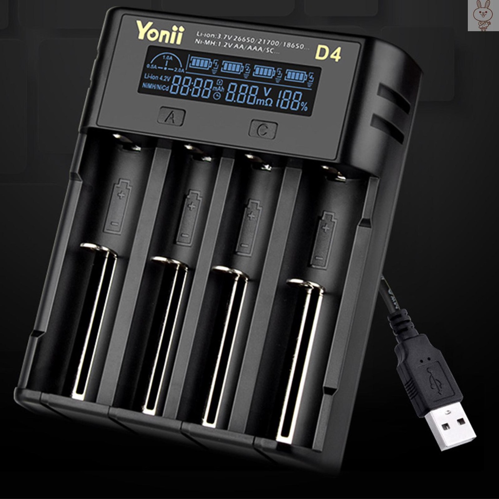 Bộ Sạc Pin Lithium Aa Aaa Nimh 4 Ngăn Ol Yonii D4 Lcd 18650 Cho 18650 21700 26650