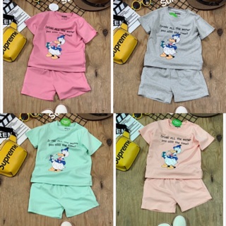 SIZE 2-XL (10-60KG) ĐỒ BỘ BÉ GÁI NGẮN TAY QUẦN ĐÙI THUN COTTON HIỆU SUMI IN HÌNH VỊT DONALD