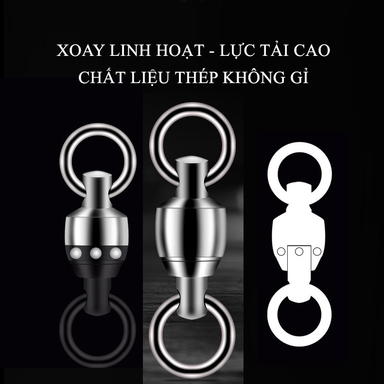 Khóa Linh Lure Japan - Câu tra - Lure Biển- Thép Trắng Không gỉ - Trục bi - Siêu Cứng Siêu Tải Cá - KK05