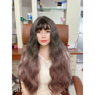 TÓC GIẢ NGUYÊN BỘ OMBRE NÂU HỒNG BABY