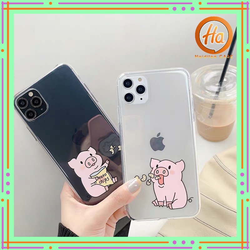 Ốp lưng iphone trong hai chú heo hồng 6s/6plus,7/8plus,X/Xs/Xr/Xs max/11/11Pro/11Promax/12mini/12/12pro/12promax AVG401