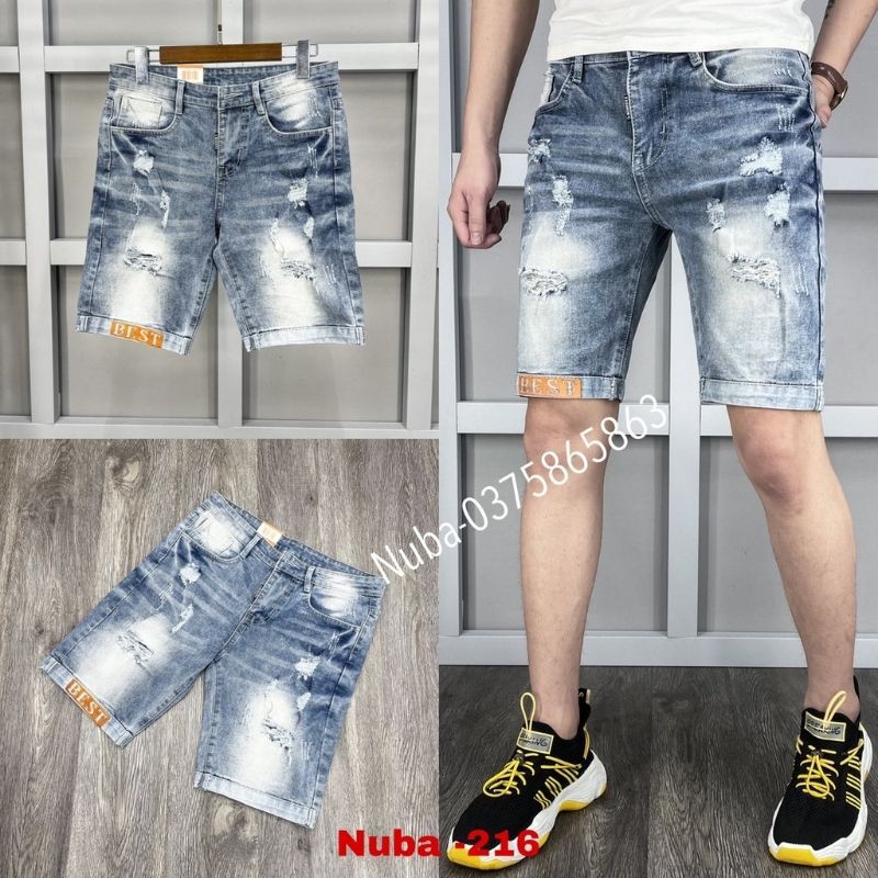 [Mã SR11JUNE5 giảm 20K đơn 50K] Quần short jean nam chất bò,cá tính trẻ trung,nuba 216 tcs | BigBuy360 - bigbuy360.vn