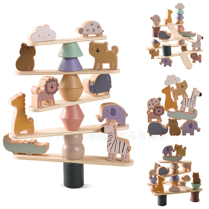 Khối gỗ thăng bằng nhiều màu sắc (gỗ Sồi), giáo cụ montessori- Đồ chơi đầy nhà