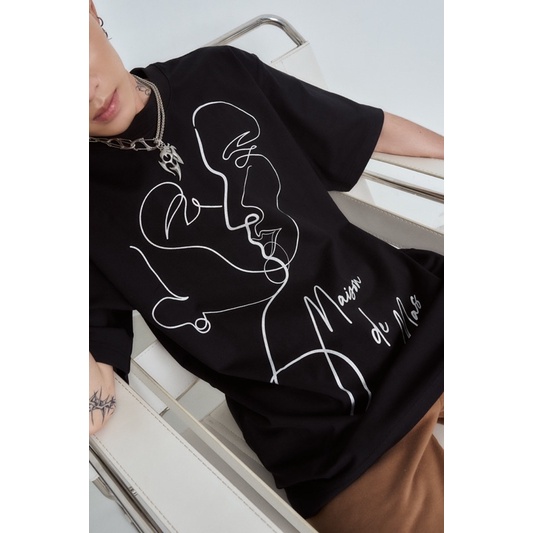 Áo thun Line Art 2 Faces - Black/Silver