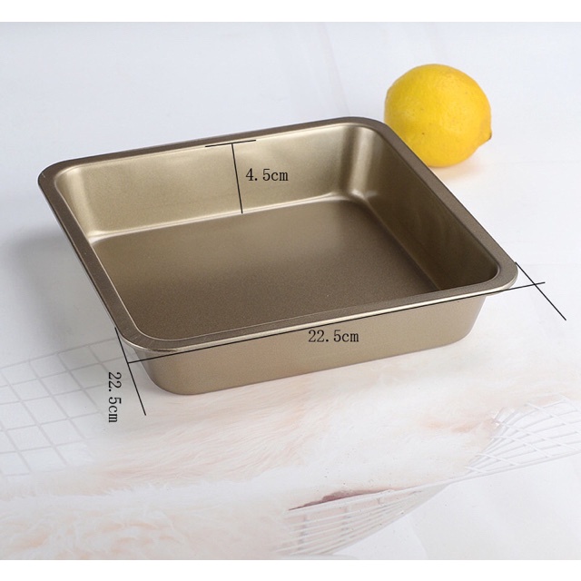 Khuôn làm bánh hình vuông làm bánh bông lan, bánh mỳ chống dính 22.5x22.5 cm