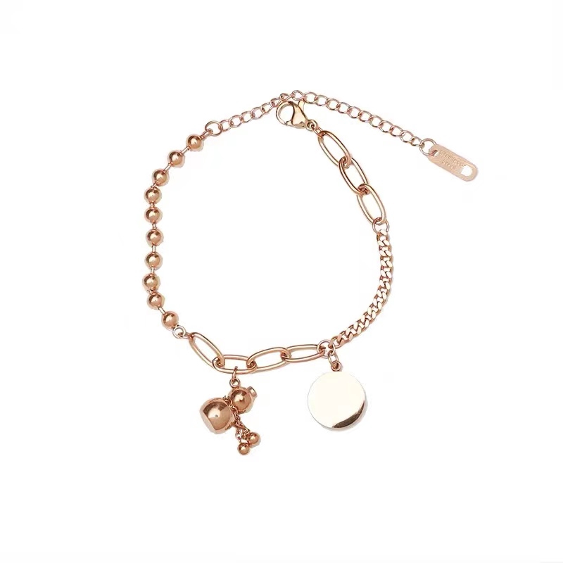 Vòng Đeo Tay Bằng Thép Titan Mạ Vàng Hồng 18k Phong Cách Dân Tộc Cổ Điển Thời Trang Cho Nữ