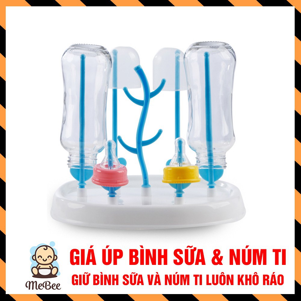 Khay giá úp bình sữa núm ti, Giúp bình sữa luôn khô ráo sau rửa, tiệt trùng, đảm bảo hợp vệ sinh khi nuôi con nhỏ